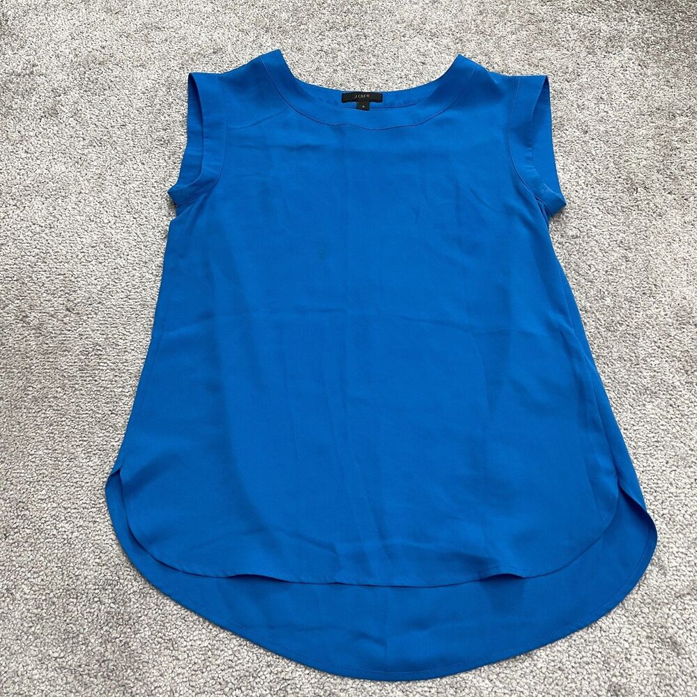 J.Crew Drapey Tank Top Blouse Womens 0 Blue Sleeveless Chiffon Stretch Casual